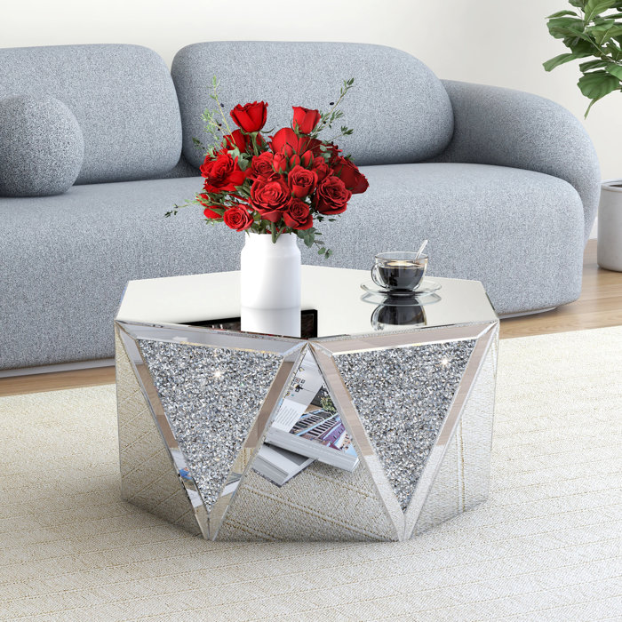 Everly Quinn Amla 31" Glass Coffee Table Mirrored Top & Reviews Wayfair